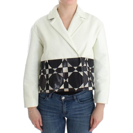 Andrea Pompilio Vrouwenjas Wit Zwart Cropped Leer