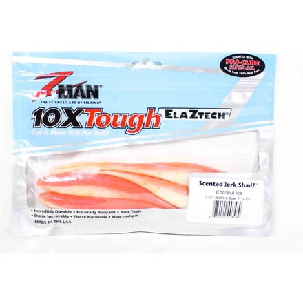 Zman Soft Lure Jerk ShadZ Geparfumeerd 7 Inch 4/Pack Coconut Ice Glow (3489) white