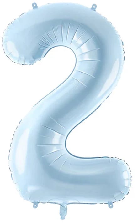 2 Jaar Cijfer Ballon Lichtblauw Leeg 72cm
