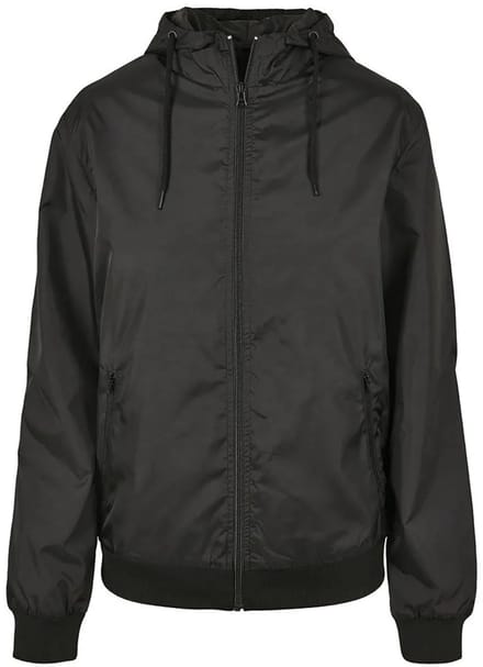 Build Your Brand - Windrunner Dames Hoodie met Rits - Black/Black maat XL