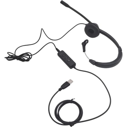 Telefoonheadset Zwart Bekabeld met Ruisonderdrukkende Microfoon USB Enkeloorsheadset met USB naar