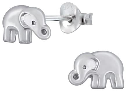 Joy|S - Zilveren olifantje oorbellen - 6 x 8 mm