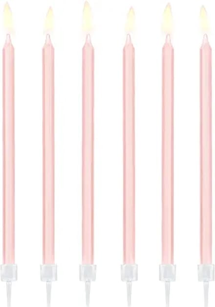 PartyDeco - Verjaardagskaarsjes licht roze (12 stuks)