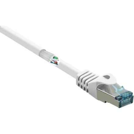 Renkforce RF-5462396 RJ45 Netwerkkabel, patchkabel CAT 6A S/FTP 20.00 m Wit Snagless, Vlambestendig 1 stuk(s)