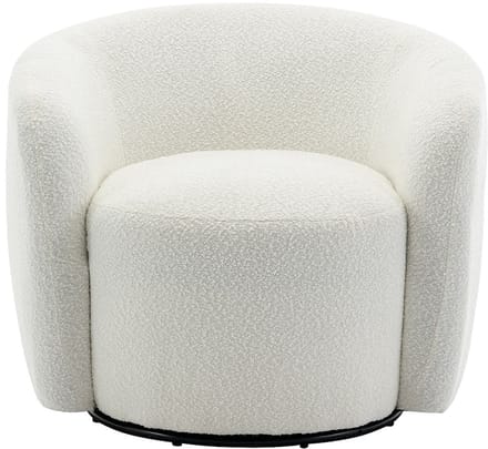 Vente-unique Draaibare fauteuil van witte boucléstof - VEREIDE