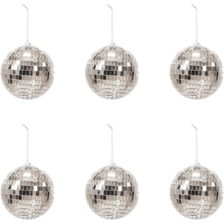 Housevitamin Kerstversiering - Kersthanger - Discobal - Foam - Set van 6 - Zilver - 6x6x6cm