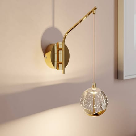 Lucande LED wandlamp Hayley, goudkleurig, glas, 34 cm hoog