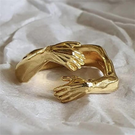Bagues à main sculptées romantiques pour femmes et hommes, bijoux à la mode, ajustables, avec ouverture du doigt, amour éternel or