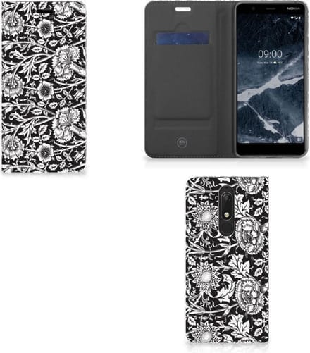 Nokia 5.1 (2018) Smart Cover Black Flowers