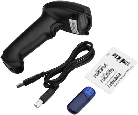 Draadloze Barcode Scanner - Handheld Lezer - Winkelvoorraad Beheer - Snelle 300 Scans/Sec - 100m Bereik - Zwart