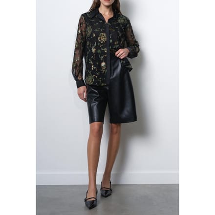 French Connection Roshene Sequin Shirt Black Sequin Multi Größe: 8 | Longsleeves Outlet | Damen | Schwarz