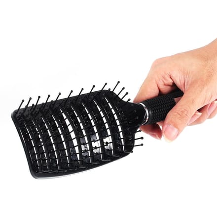 Peigne Brosse Professionnel Antistatique à Rangées Courbées Coiffure Masseur Brosse à Cheveux noir