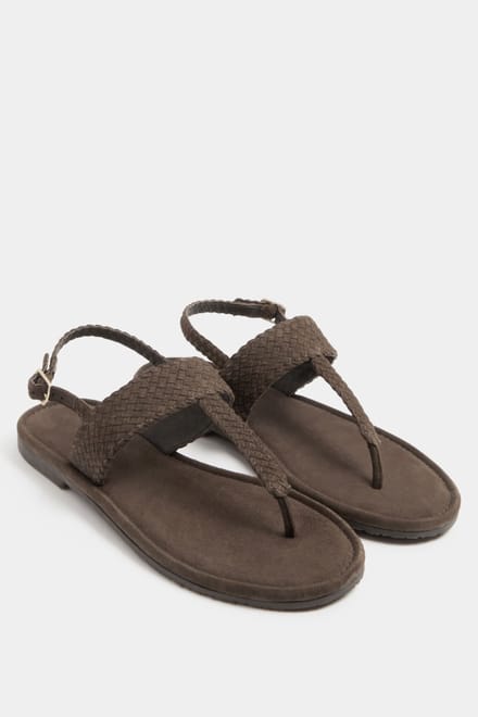 Yours Chocoladebruine Geweven Teenslippers In Extra Brede Eeepasvormsize 37EEE