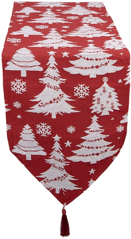 Clayre & Eef Tafelloper Kerst 33x180 cm Rood Polyester