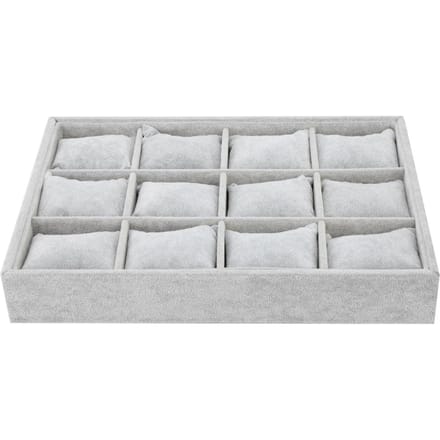 12 Vakken Horloge Opbergdoos Armband Etui Organizer Sieraden Display Container met Kussen white
