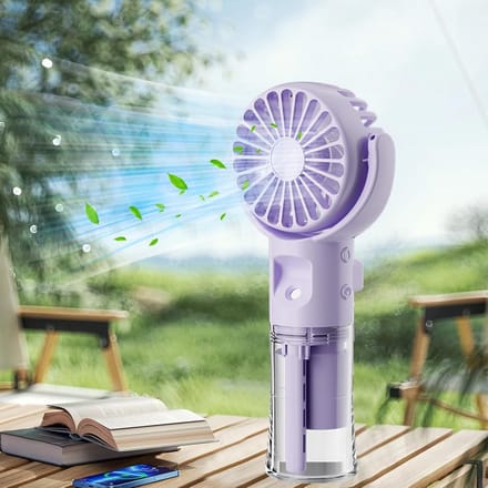 Handventilator - Ventilator - Fan - Waaier - Ventilator Met Waternevel - Draagbare Mini Ventilator - Oplaadbare Mistventilator - 4 Standen - Oplaadbaar - 1200 mAh Draagbare Luchtkoeler - Herbruikbare Handheld Ventilator voor Thuis, Studio - Paars