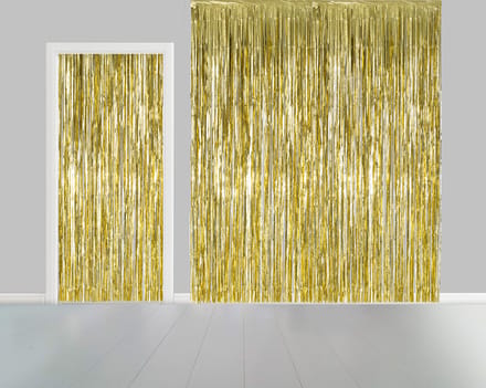 2x Deurgordijn Goud 1 x 2,4 meter Vlamvertragend - Feest Thema Party
