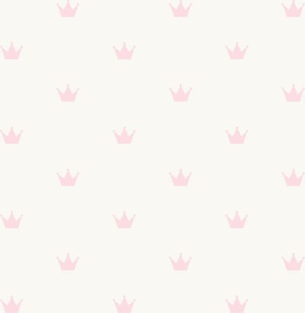 Origin Wallcoverings behang kroontjes glanzend wit en roze - 347702 - 0,53 x 10,05 m