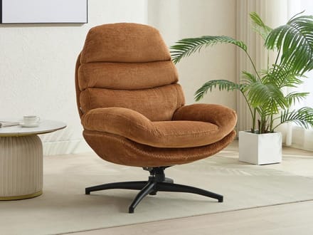 Vente-unique Draaifauteuil van terracottakleurige stof LIZUTA
