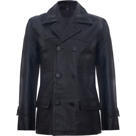 Cow Hide Dr Who Naval German Pea Coat leren jas
