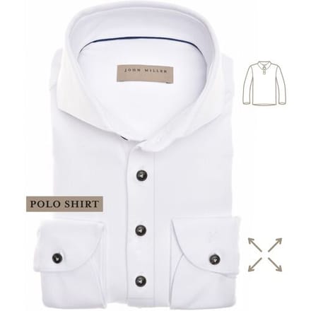 John Miller Polo Slim Hyperstretch Long Sleeve Wit / male