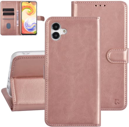 UNIQ Accessory Galaxy A04 Book Case hoesje - Pasjeshouder voor 3 pasjes - Magneetsluiting - Hanger - Rose Gold
