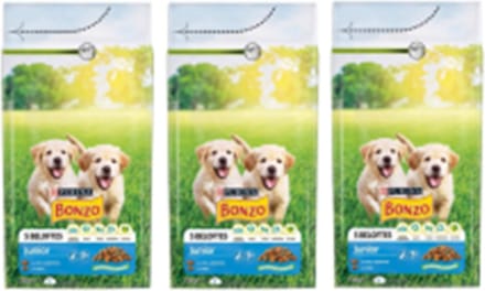 3x Bonzo (Friskies) Droog Junior Kip  - Hondenvoer - 1.5kg