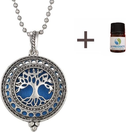 Levensboom Geurketting - Geurverspreider - Zilverkleur - Etherische Olie - Parfum