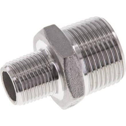 3/8'' NPT x 3/4'' NPT RVS Borstnippel 16 Bar