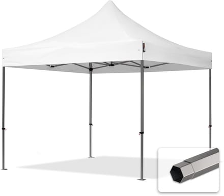 3x3 m Easy Up partytent Vouwpaviljoen, PREMIUM staal 40mm, wit