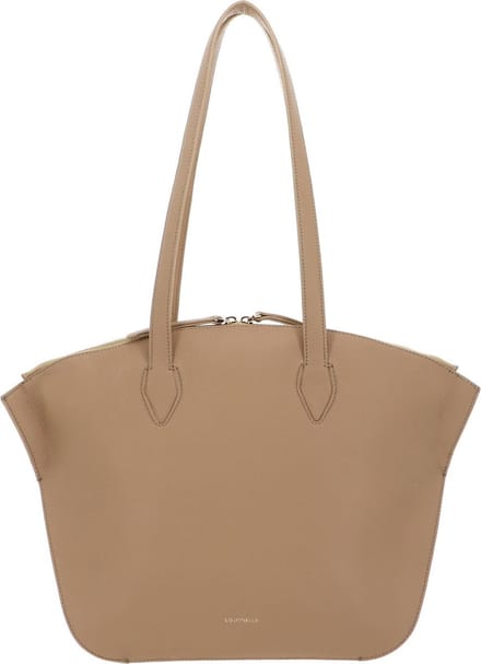 COCCINELLE Leren Shopper Flare Shoulder Bag Grained Leather Fresh Beige