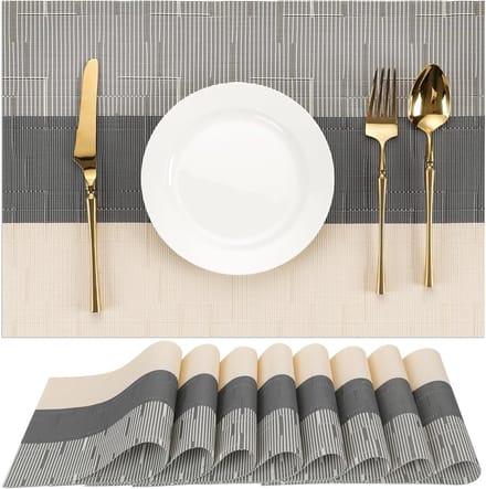 American Placemats Set van 4, Wasbare Placemats, PVC, Hittebestendig, Beige