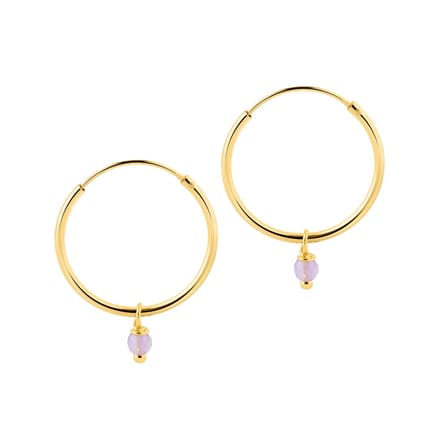 Goud Plated Hoops Met Paarse Steen