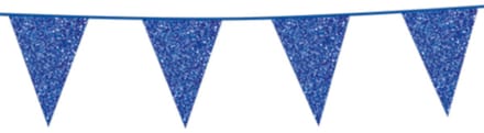 Glitter vlaggenlijn blauw 6 meter.