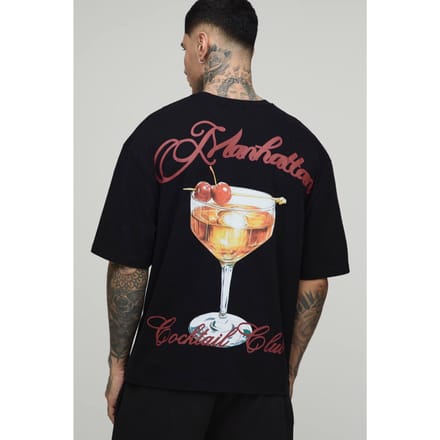 Lang Oversized T-shirt Met Manhattan Print | Black | Size Small