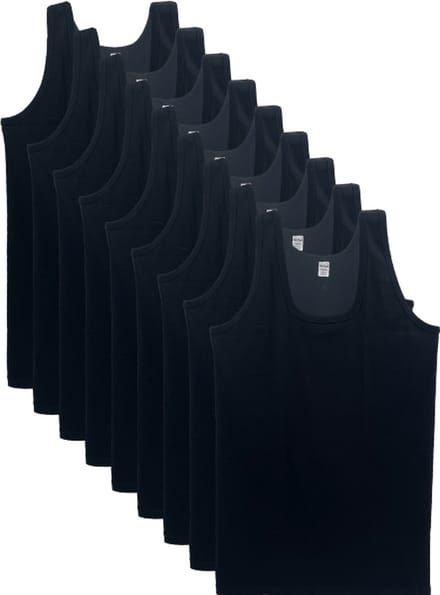 9 stuks SQOTTON onderhemd - King size - zwart - Maat 4XL/5XL