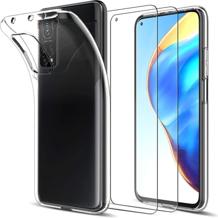 Silicone hoesje transparant met 2 Pack Tempered glas Screen Protector Geschikt voor: Xiaomi MI 10T Pro