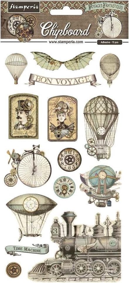 Stamperia Chipboard 15x30cm Voyages Fantastiques (DFLCB22)
