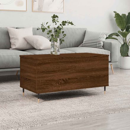 vidaXL - Salontafel - 90x44,5x45 - cm - bewerkt - hout - bruin - eikenkleur