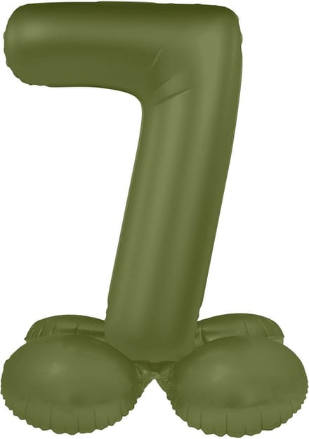 Staande Folieballon Cijfer 7 - Olive Green - Ultra Matt - 72 cm
