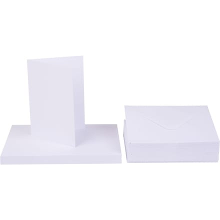 Dubbele kaarten met enveloppen "DIN A6", 50 stuks - Wit