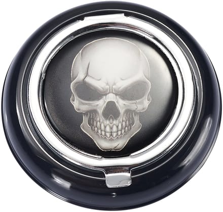 Zak asbak - Draagbaar - Pocket Asbak - Klikslot - Metaal - Skull Design - 6,7 cm