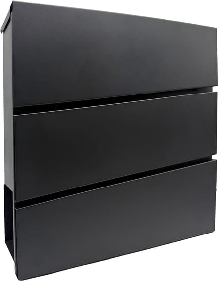 Brievenbus met slot - 37,5x35,5x10,5 cm - zwart