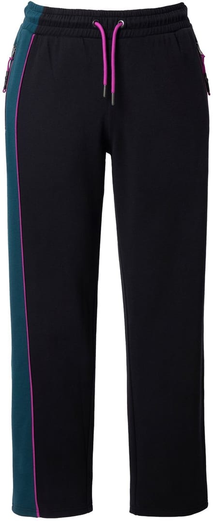 Ulla Popken - Dames - Joggingbroek colorblocking ritszakken - Zwart - Maat 46+