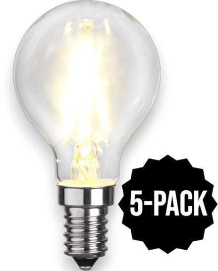 5-Pack | Kogellamp - E14 - 2W - Extra Warm Wit - 2700K - Filament - Helder