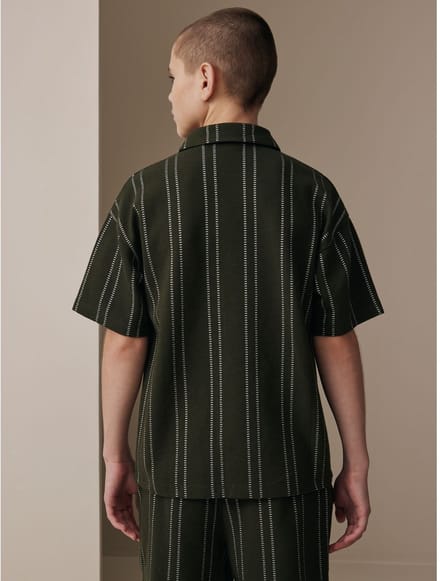 Next - Jongens - Set van overhemd met revers en knoopsluiting en short - Groen