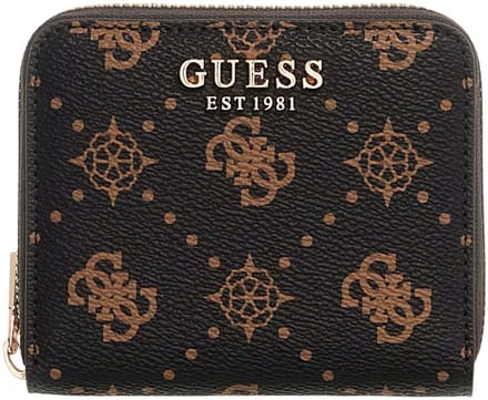 GUESS portemonnee Carrie Logo SLG Small Zip Around Espresso Logo donkerbruin