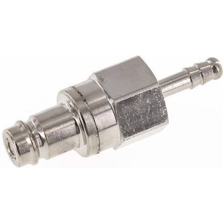 Vernikkeld Messing DN 10 Luchtkoppeling Insteeknippel 6 mm Slangpilaar Double Shut-Off
