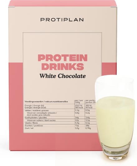 Protiplan - Witte Chocolade Drank - 7 x 25 g - Low carb - Proteïnedrank