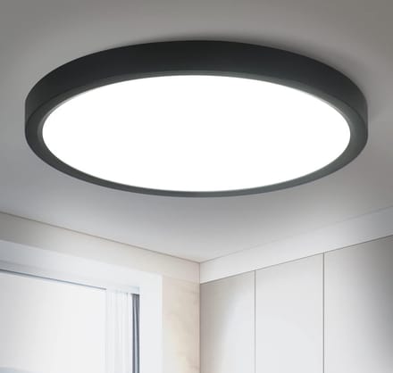 NETTLIFE badkamer plafonnière - Zwart - rond - klein - Koel wit licht - 15 W - ⌀23cm